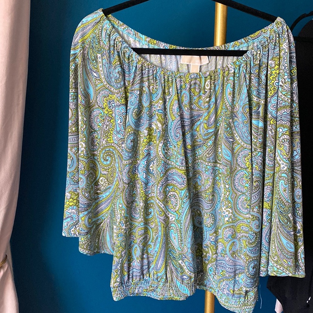 Off shoulder paisley blouse